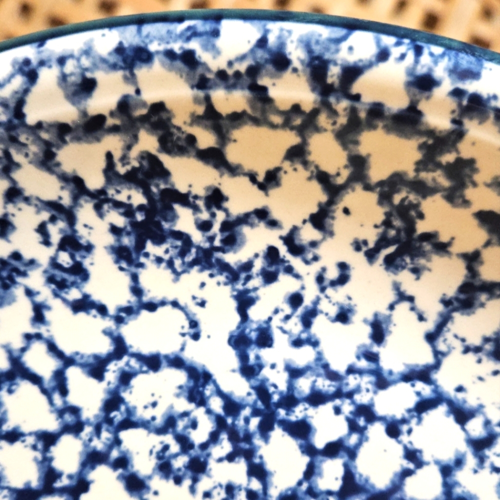 ONE Folk Craft Cabin in the Snow by Tienshan 10.5" Dinner Plate Sponge Ware - Picture 4 of 9